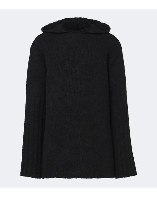 Rick Owens Black Hooded Cashmere And Silk Sweater for men