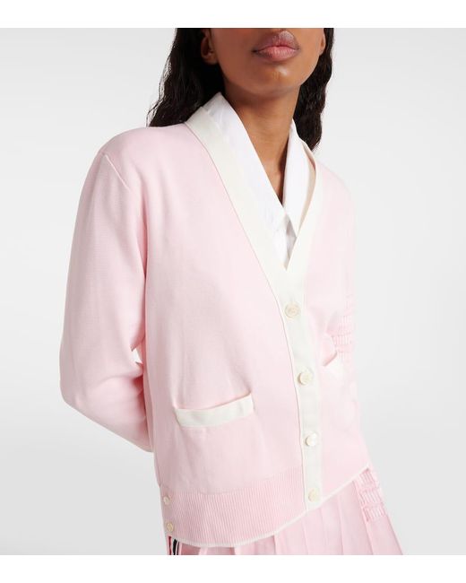Cardigan de algodon con 4-Bar Thom Browne de color Pink