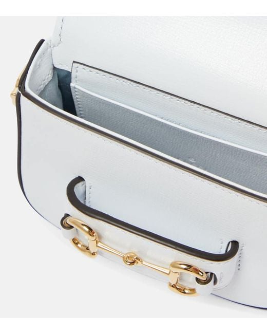 Gucci White Schultertasche Horsebit 1955 Micro Aus Leder