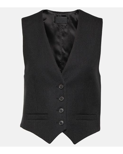 Nili Lotan Black Ismael Pinstriped Wool-Twill Vest