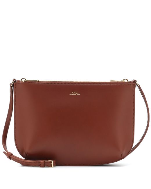 A.P.C. Sarah Leather Crossbody Bag in Brown - Save 5% - Lyst