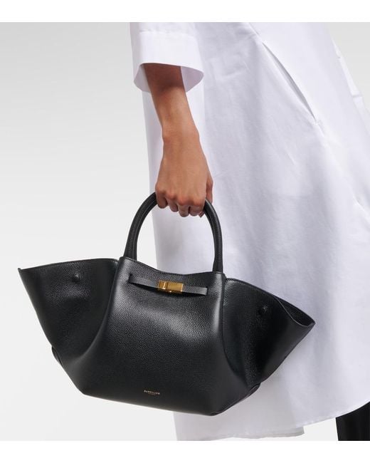 DeMellier London Black New York Midi Leather Tote Bag