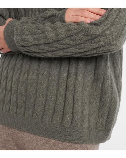 Lisa Yang Gray Cable-Knit Cashmere Sweater