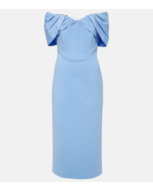 Rebecca Vallance Blue Juliana Crepe And Taffeta Midi Dress