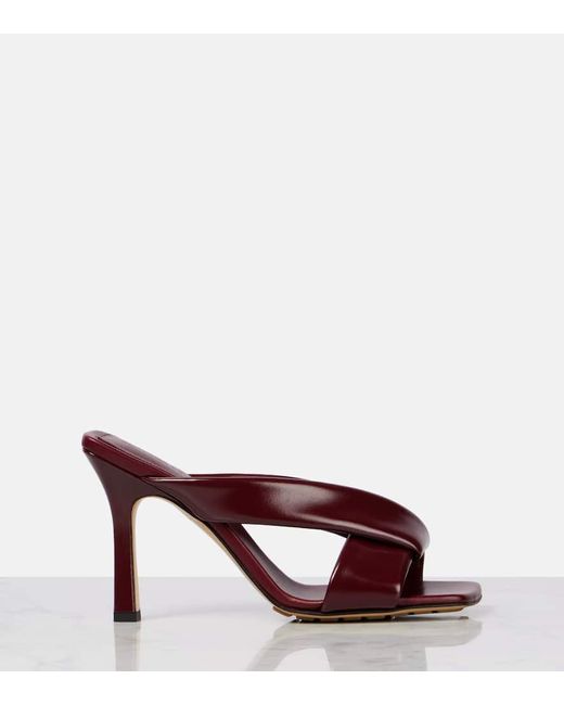 Bottega Veneta Red Riva Leather Mules