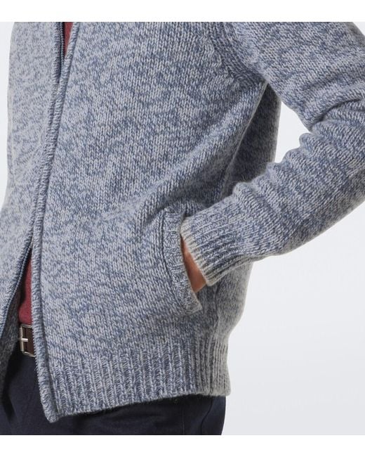 Fedeli Blue Alpaca And Wool Cardigan for men