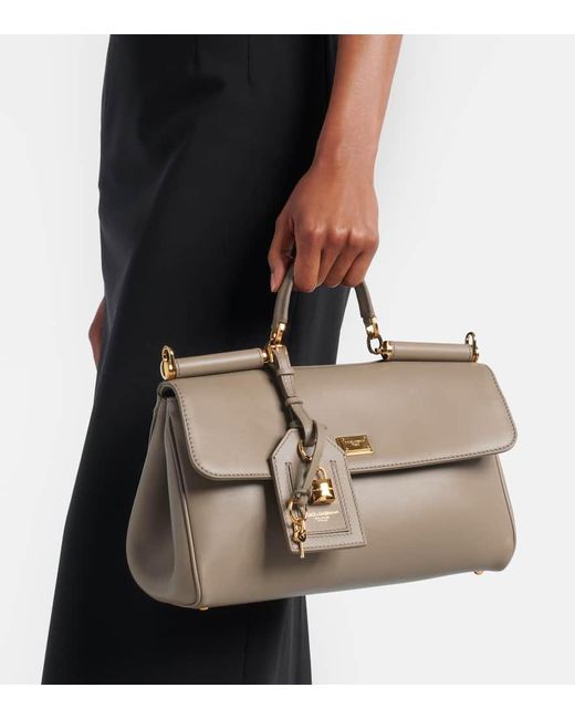 Dolce & Gabbana Natural Sicily Small Leather Tote Bag