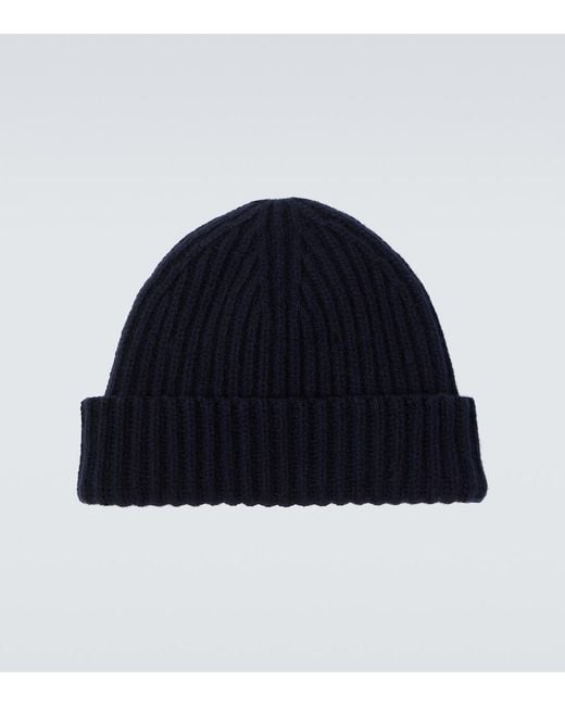 Umit Benan Blue Murray Ribbed-Knit Cashmere Beanie for men