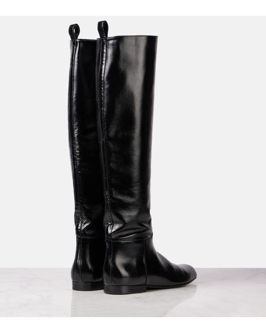 Khaite Black Colt Leather Knee-High Boots