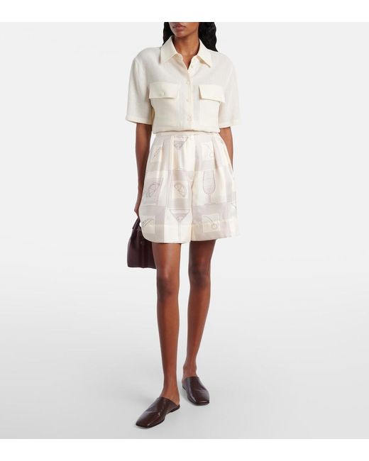 Loro Piana White Shirley Linen Crepe Shirt