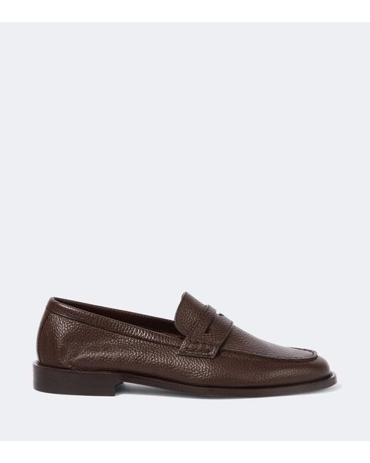 Manolo Blahnik Brown Perry Leather Penny Loafers for men