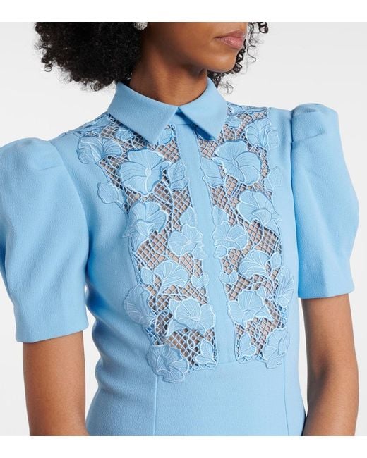 Rebecca Vallance Blue Skye Lace-Trimmed Crepe Minidress