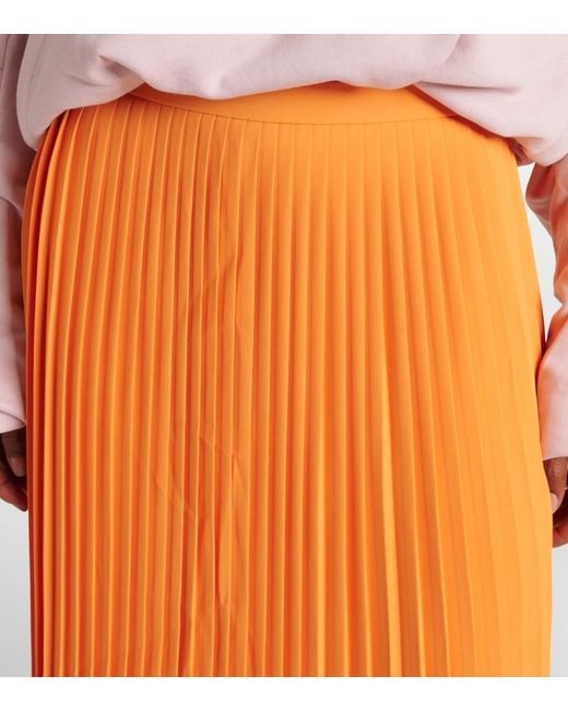 Dries Van Noten Orange Colorblocked Pleated Midi Skirt