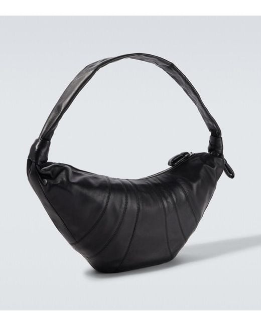 Lemaire Black Croissant Large Leather Shoulder Bag for men