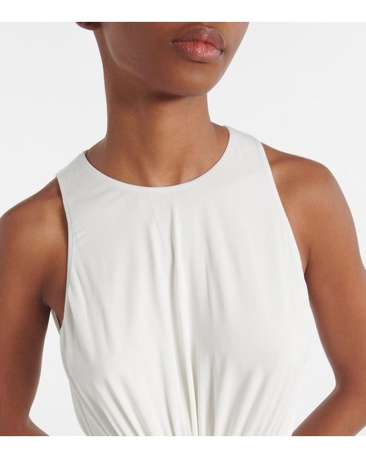 Alaïa White Draped Sleeveless Woven Maxi Dress