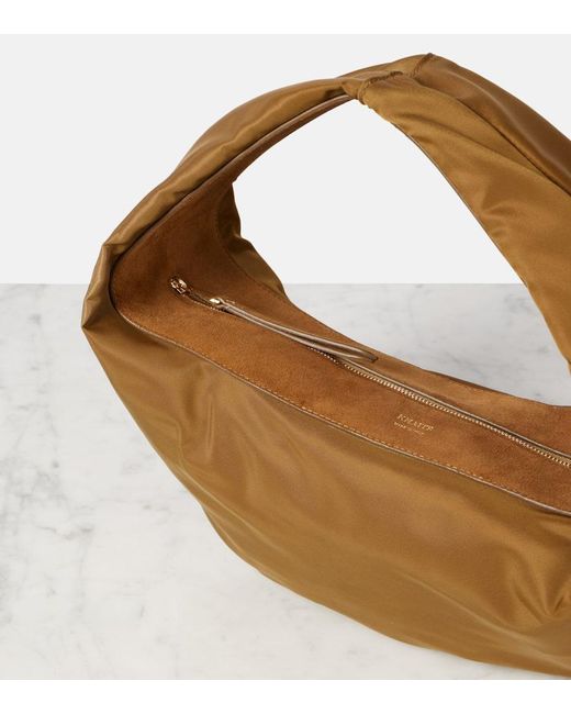 Khaite Brown Olivia Medium Suede-Trimmed Shoulder Bag