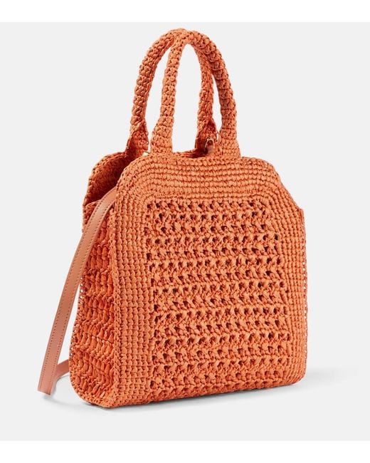 Miu Miu Orange Small Raffia Tote Bag