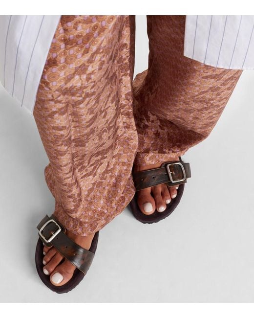 Dries Van Noten Black Leather And Suede Slides