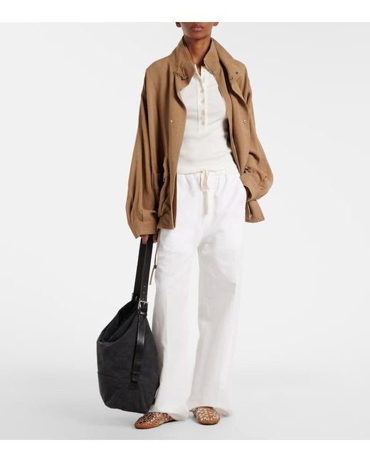 Citizens of Humanity White Aurora Cotton And Linen Wide-Leg Pants