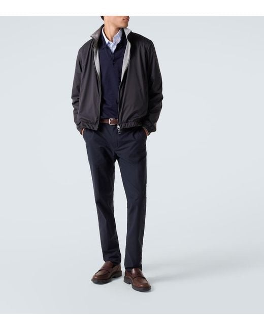 Loro Piana Black Reversible Cashmere Bomber Jacket for men