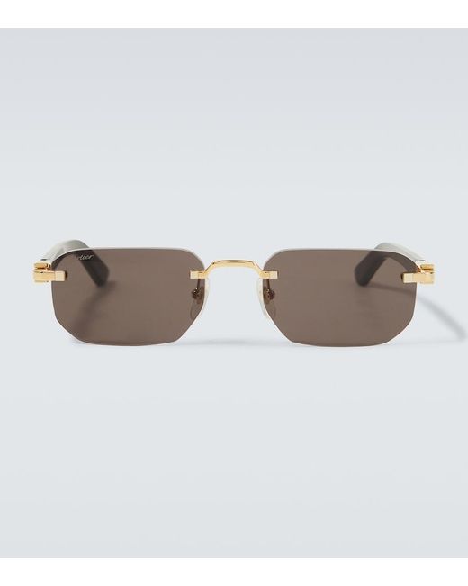 Cartier Brown Signature C Rectangular Sunglasses for men