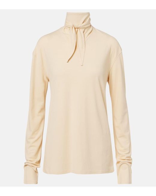 Lemaire Natural Cotton Jersey Turtleneck Top