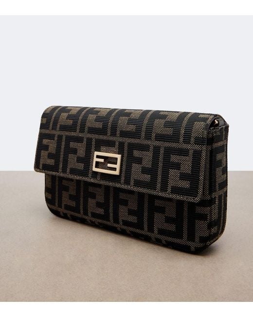 Fendi Black Tube Ff Zucca Jacquard Wallet On Chain
