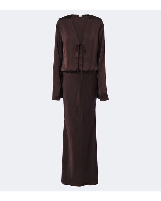 Bananhot Brown Nema Satin Maxi Dress