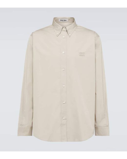 Camisa De Popelin De Algodon Con Logo Miu Miu de hombre de color White