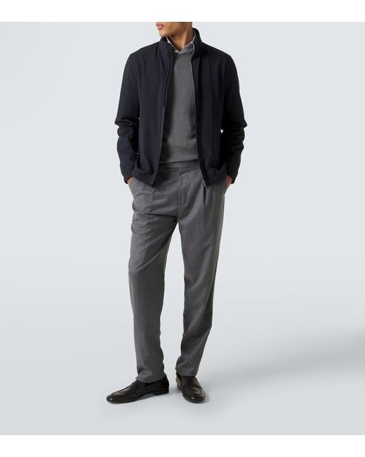 Thom Sweeney Blue Technical Bomber Jacket for men