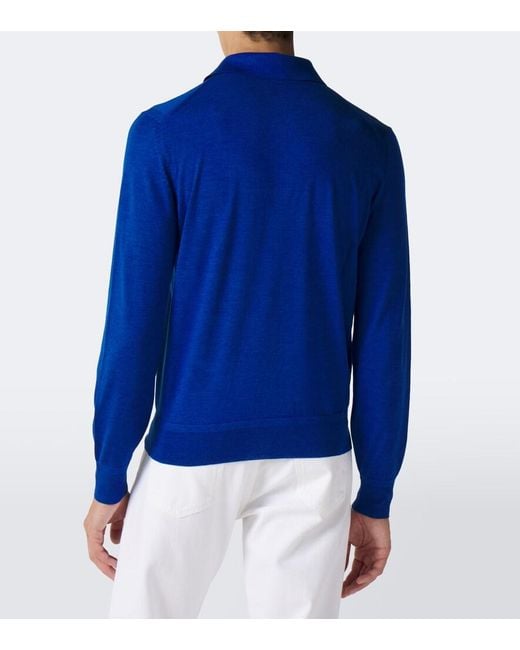 Tom Ford Blue Cashmere And Silk Polo Sweater for men