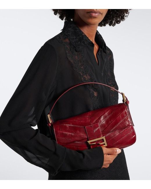 Fendi Purple Baguette 26424 Small Leather Shoulder Bag