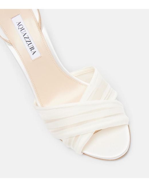 Aquazzura White Voile Satin And Chiffon Sandals