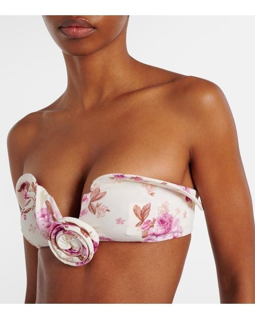 Magda Butrym Pink Floral-Applique Bikini Top