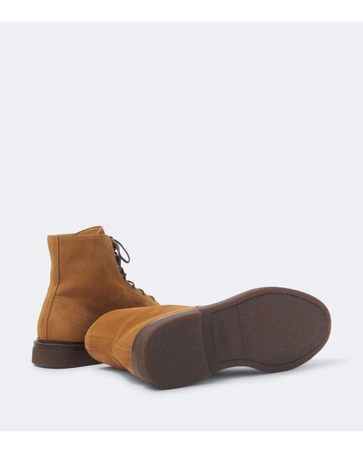 Brunello Cucinelli Brown Suede Lace-Up Boots for men