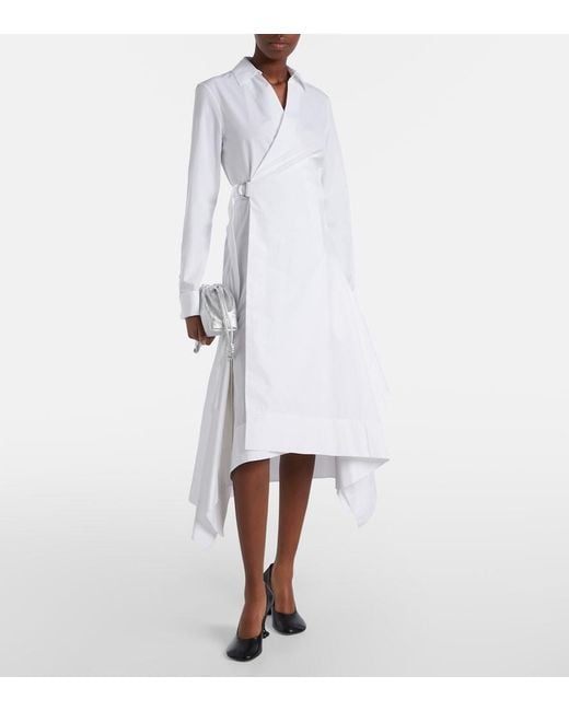 Loewe White Draped Cotton Wrap Dress