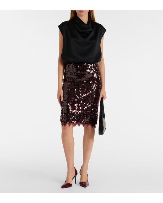 Christopher Esber Black Opaline Sequined Midi Skirt