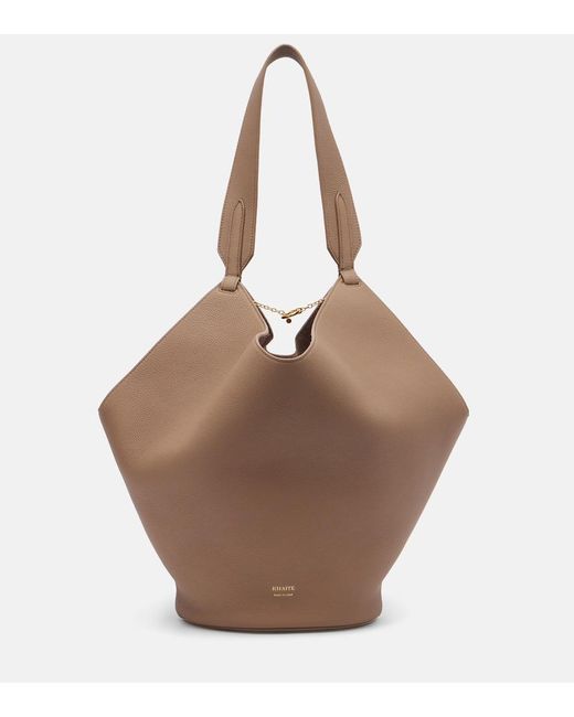 Khaite Brown Lotus Small Leather Tote Bag