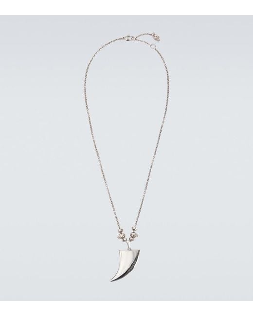 McQueen White Tiger Claw Pendant Necklace for men