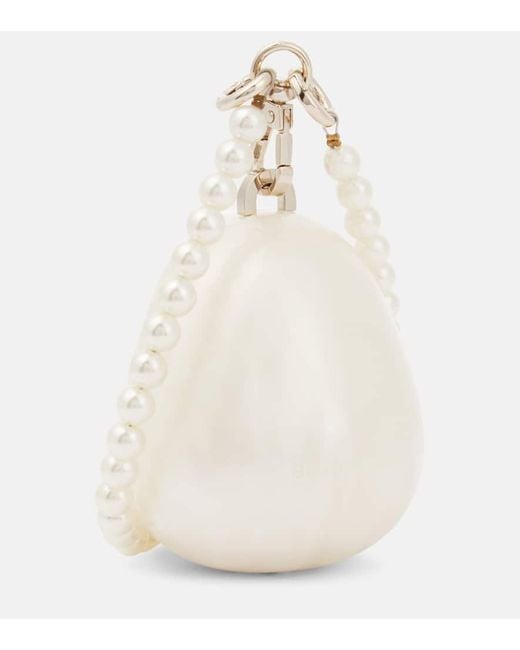 Clutch Nano Egg con perle di Simone Rocha in White