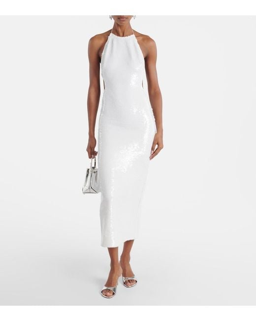 The New Arrivals Ilkyaz Ozel White Midikleid Cindy Mit Pailletten