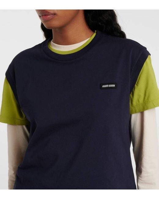 Miu Miu Blue Jersey T-Shirts (Set Of Three)