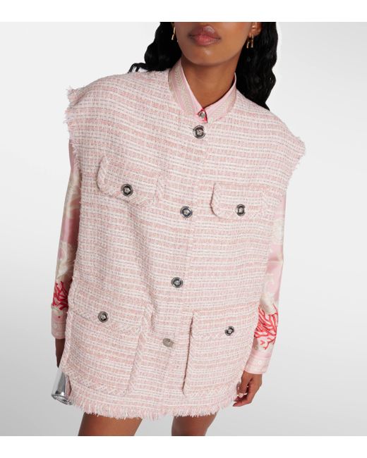 Versace Natural Oversized Tweed Vest