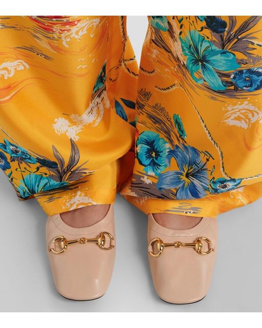 Gucci Brown Prima Horsebit Leather Ballet Flats