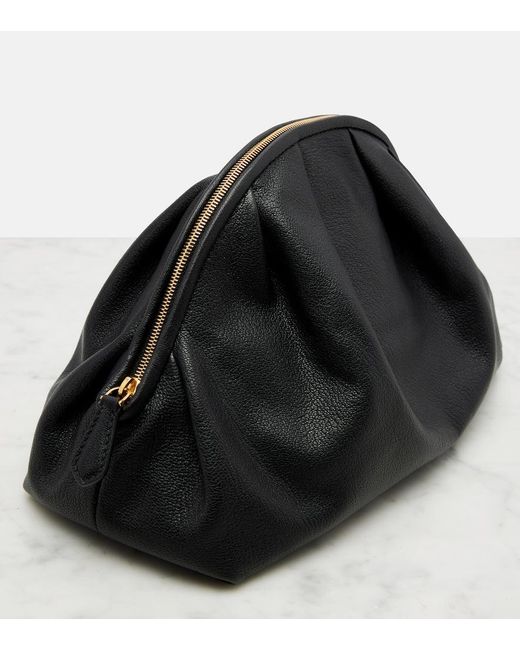 The Row Black Charlotte Small Leather Clutch