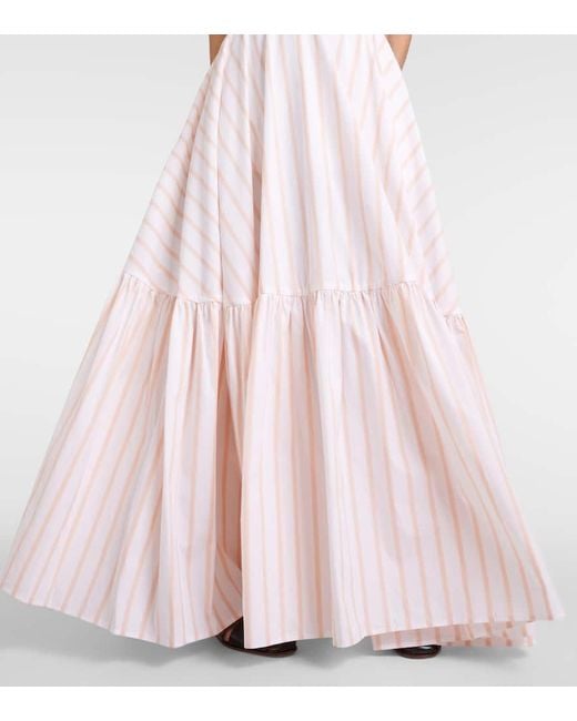 Plan C Pink Pleated Cotton Maxi Skirt