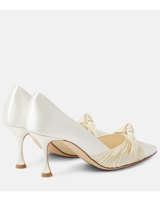 Manolo Blahnik White Terka Bow-Detail Satin Pumps