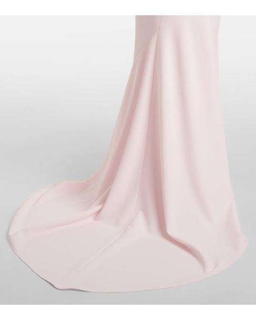 Safiyaa Pink Sofie Embellished Crepe Bustier Gown