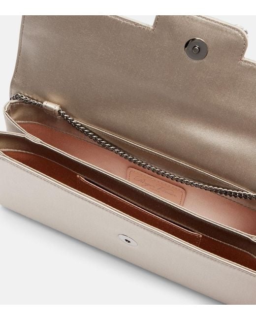 Roger Vivier Gray Envelope Embellished Satin Clutch