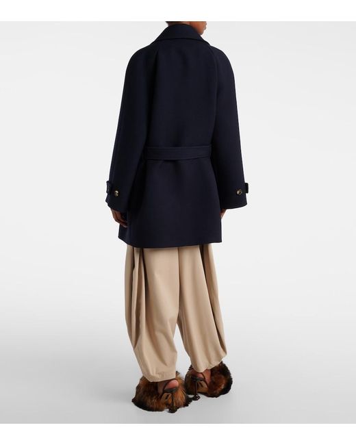 Loewe Blue Belted Double-Breasted Wool Coat